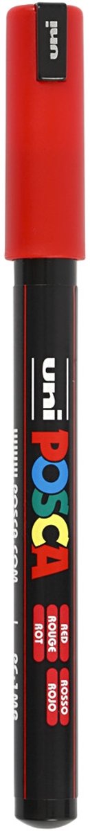 Uni Posca Marker, lijndikte: 0,7 mm,  PC-1MR , red, extra fijn, 1stuk [HOB-272040]